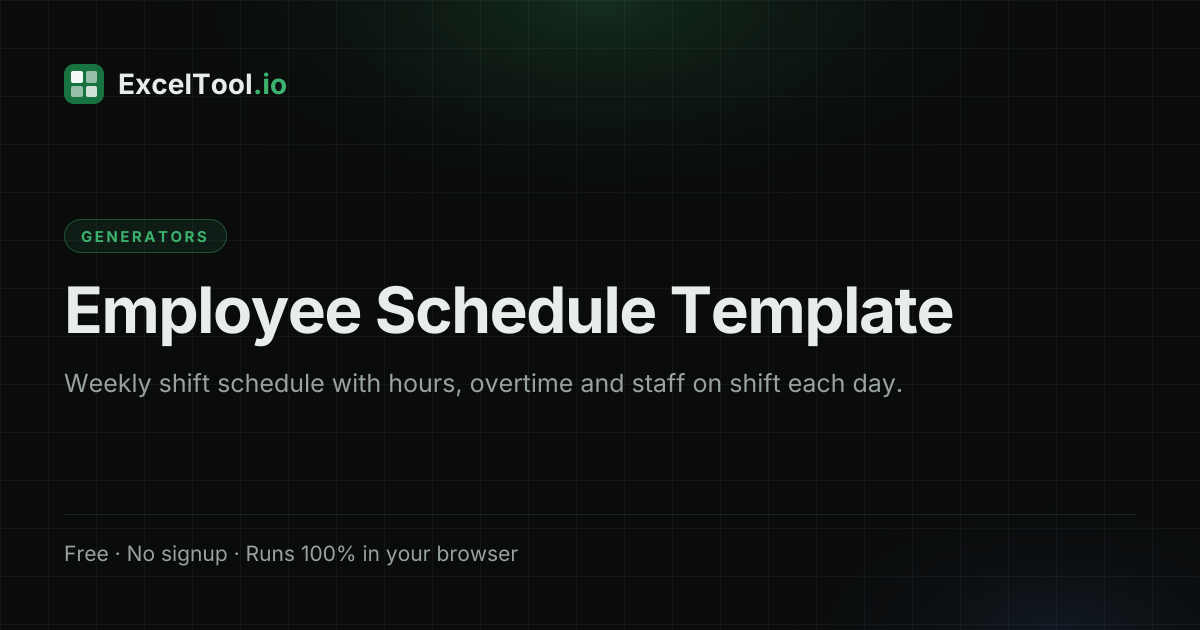 Free Employee Schedule Template (Excel & PDF) - Weekly