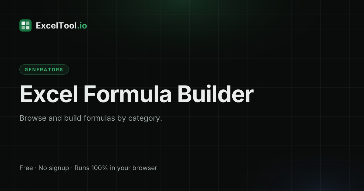 Excel Formula Builder - Build Spreadsheet Formulas Online Free ...