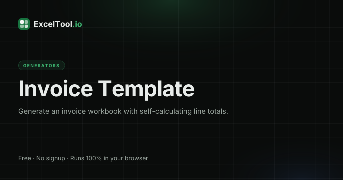 Excel Invoice Template - Free Invoice Spreadsheet Maker | ExcelTool.io